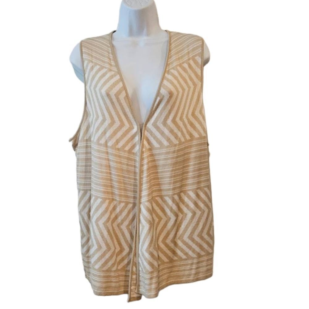 Chico's Tan and Cream Sweater Vest